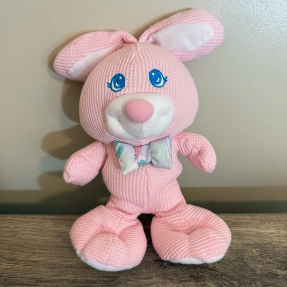 Vintage 1994 Fisher Price Pink Waffle Weave Bunny Lovey...